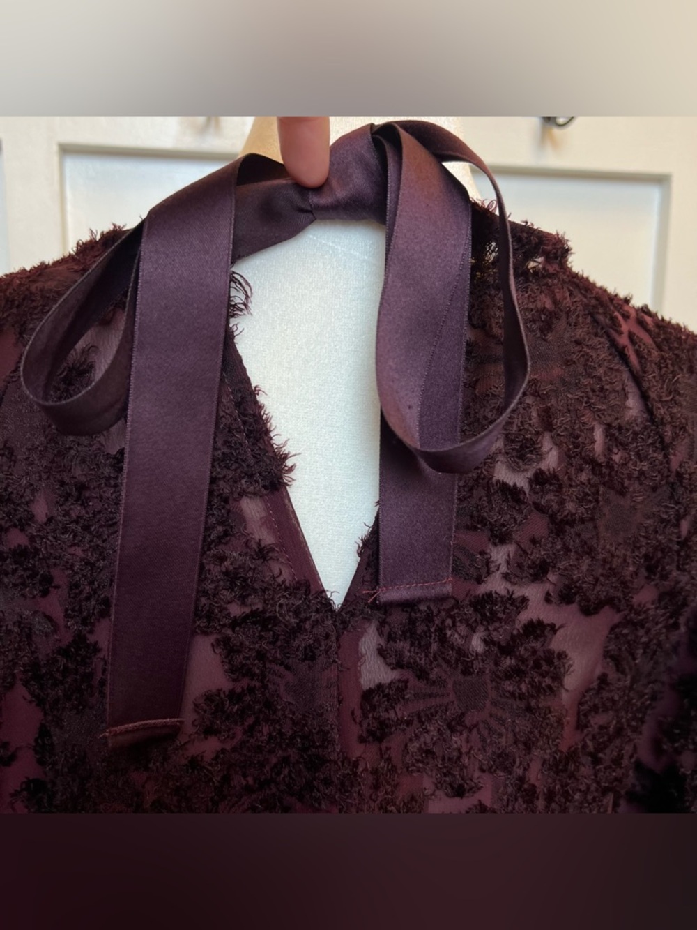 Altar'd State Medium Sheer Deep Purple Tie Peplum Top Academia Whimisgoth Fairy - Picture 8 of 11